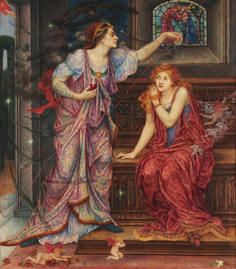 'Queen Eleanor and Fair Rosamund' Painting/Evelyn De Morgan
